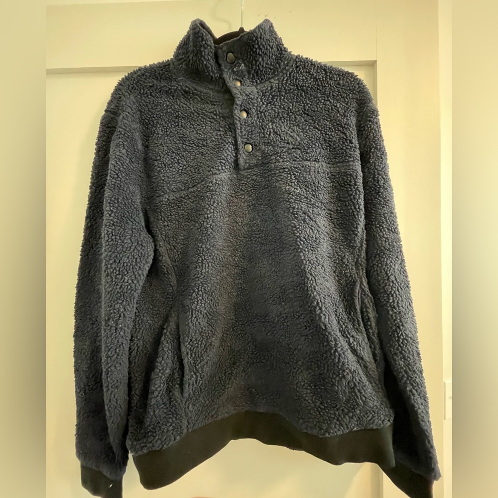 Blue J. Crew Sherpa half button
